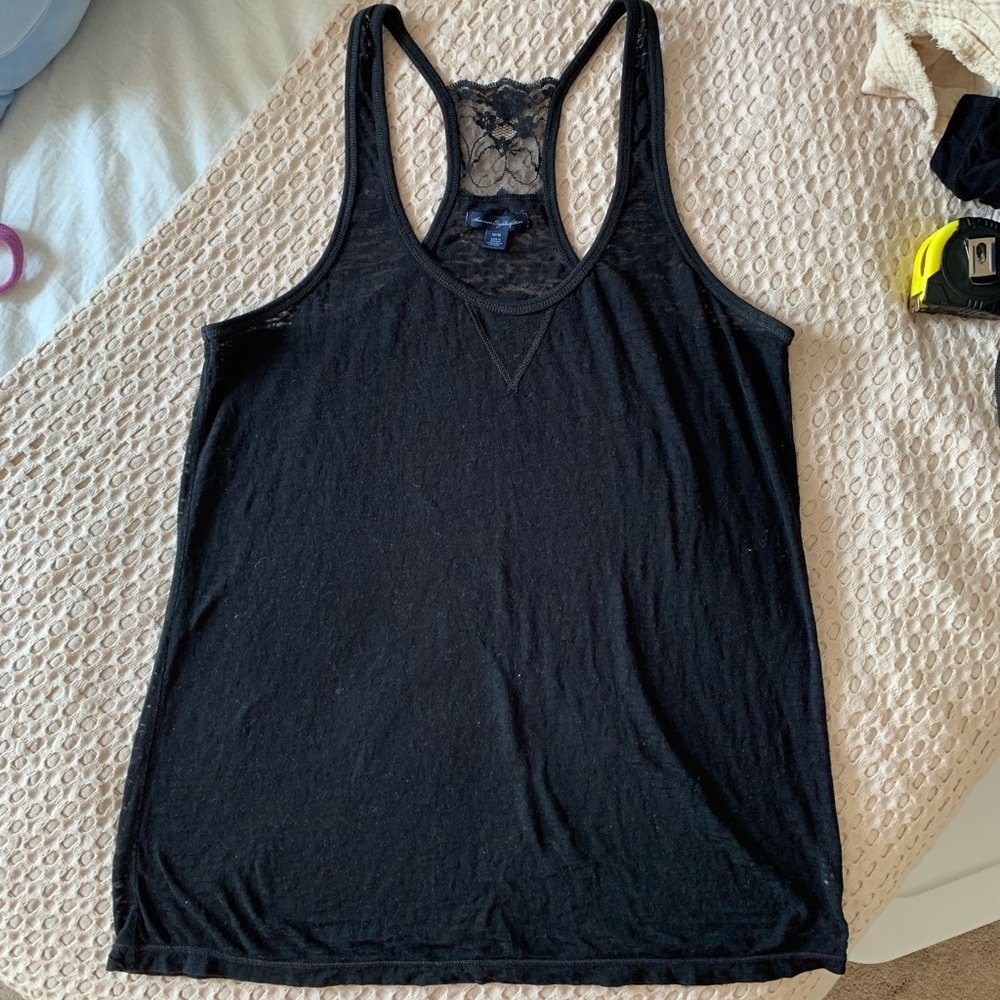 American Eagle Medium Black Burnout Racerback Tank